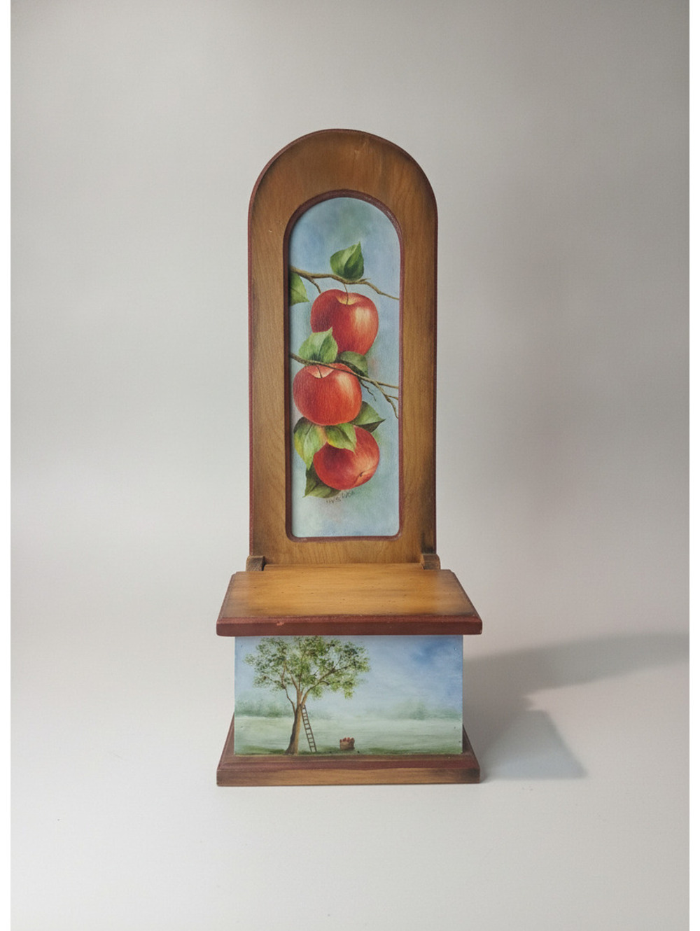Vintage Hand-Painted Dianne Verba Wooden Wall Mount Match/Recipe/Storage Box